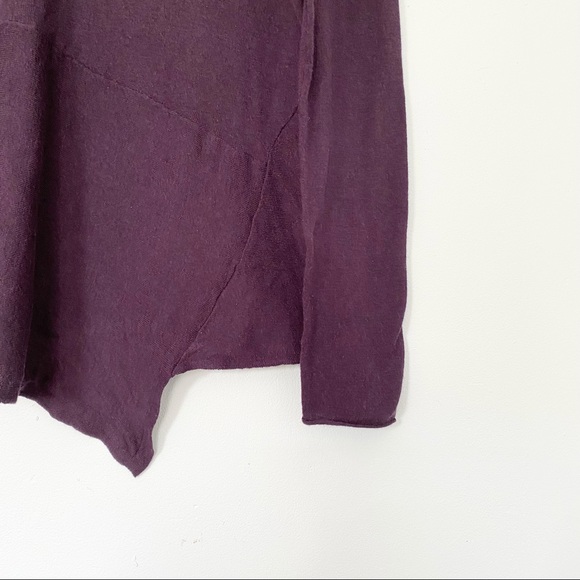 Artizia Babaton Plum Wool Linen Blend Tie Knot Front Asymmetrical Knit Sweater - Picture 3 of 8